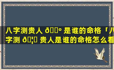 八字测贵人 🌺 是谁的命格「八字测 🦊 贵人是谁的命格怎么看」